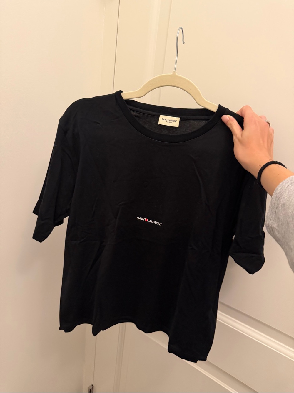 Saint Laurent Black Short-Sleeve Logo Tee